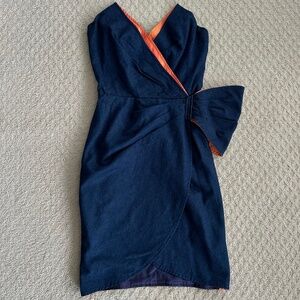 Vintage Murray Arbeid 80's Denim/Taffeta Strapless Dress Size 8 Designer Luxury